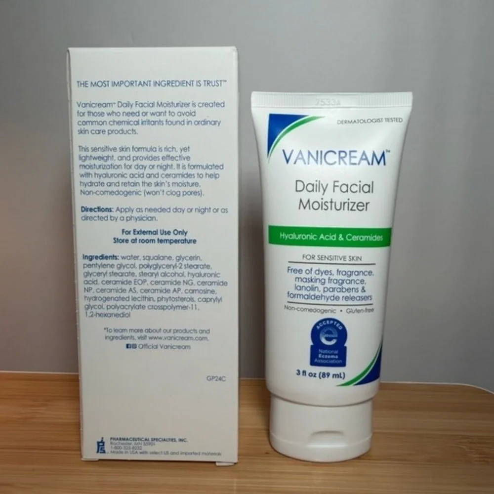 Vanicream Daily Facial Moisturizer Hyaluronic Acid Ceramides Sensitive Skin 3oz